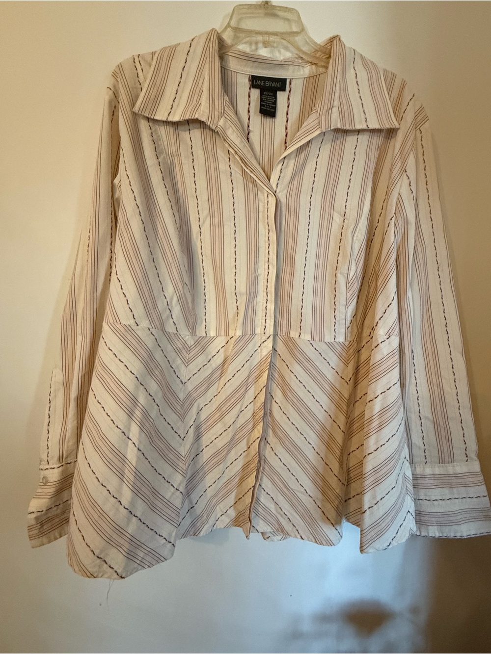 Lane Bryant Cream Stripe Button-Front blouse